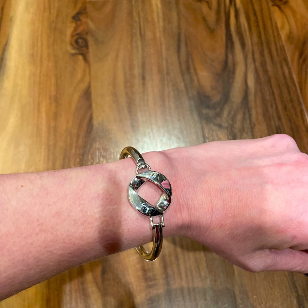 Silver Knotted Bangle Bracelet